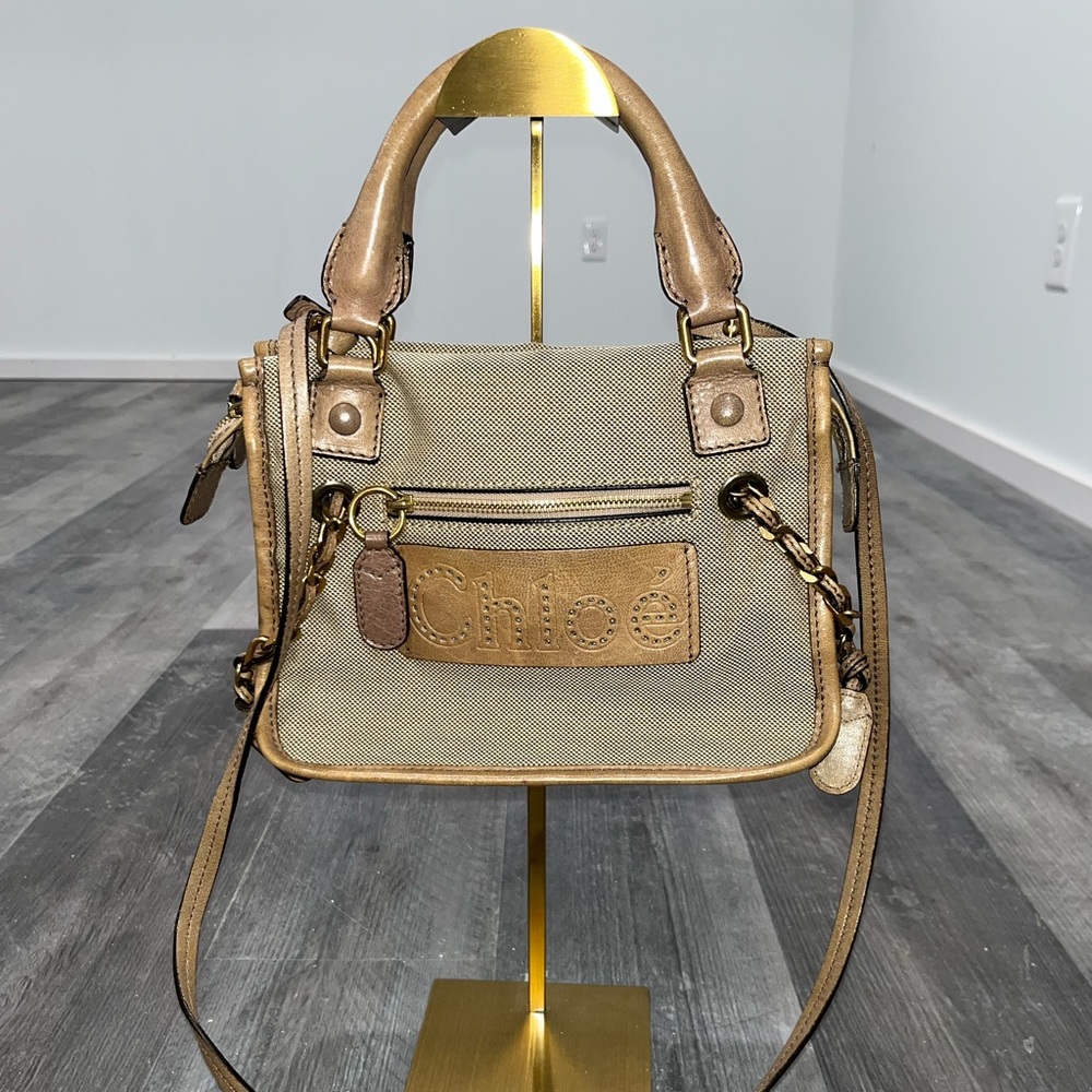 Chloe Beige and Brown Satchel